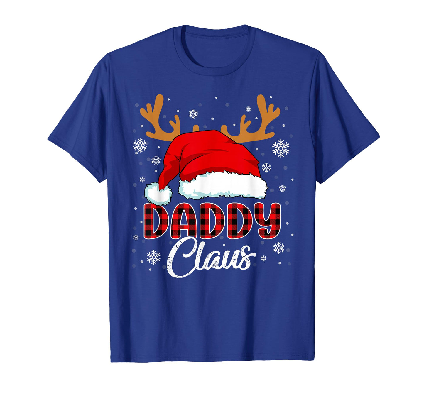 Daddy Claus Santa Hat Christmas Red Plaid Matching Family T-Shirt
