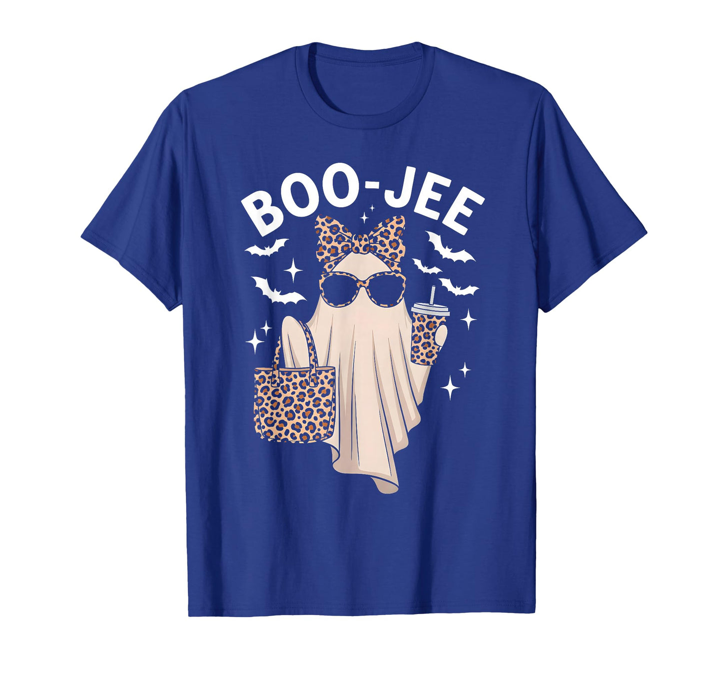 Boo JEE Ghost with Coffee Coquette Bow Halloween Women Girl T-Shirt