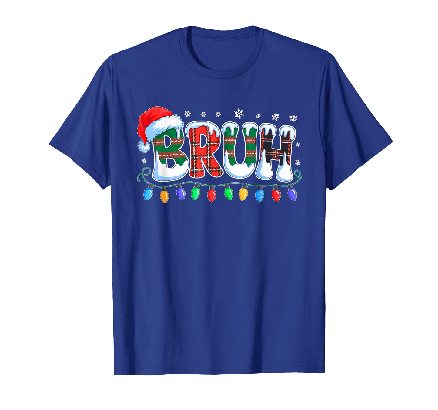Bruh Funny Christmas Buffalo Plaid Xmas Boys Kids Pajamas T-Shirt