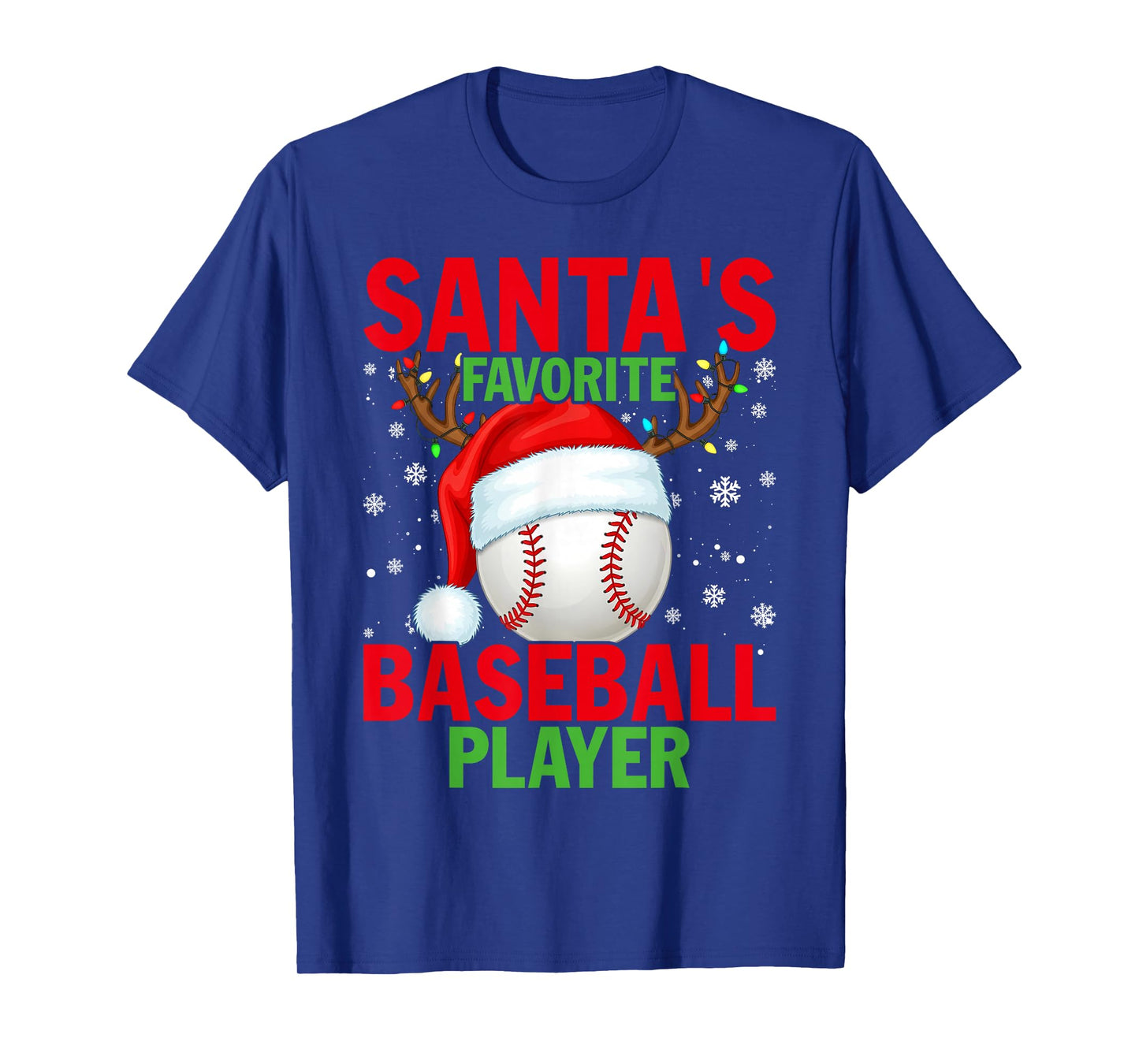 Santas Favorite Baseball Player Funny Christmas T-Shirt
