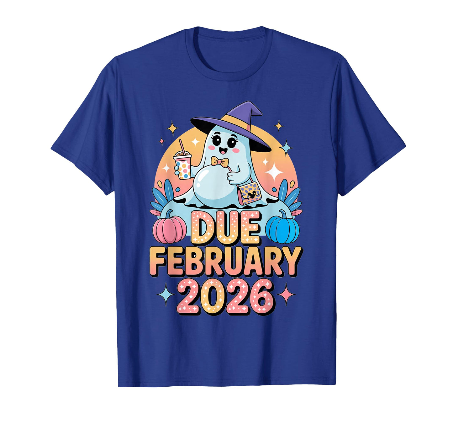 Halloween Pregnant Due February 2026 Mama Ghost Baby Mom T-Shirt