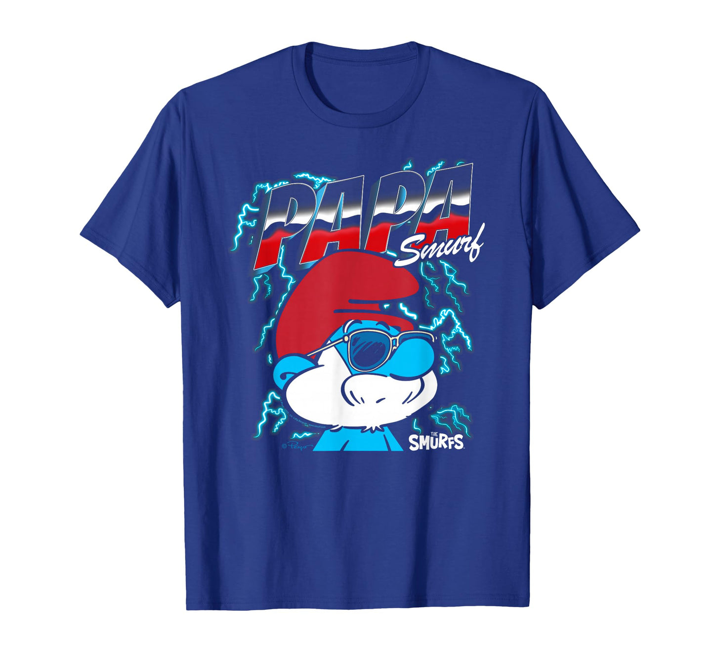 The Smurfs Chrome and Lightning Papa Smurf Retro Cartoon T-Shirt