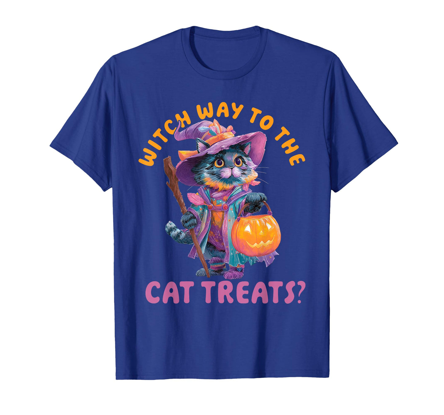 Witch Way to The Dog Treats? - Cute Cat Halloween T-Shirt
