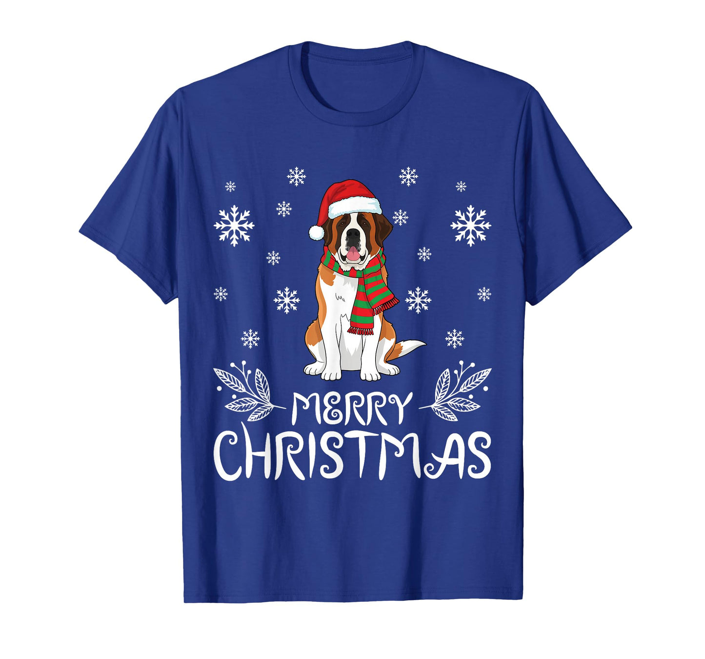 Merry Christmas St Bernard Dog Funny Ugly Christmas T-Shirt