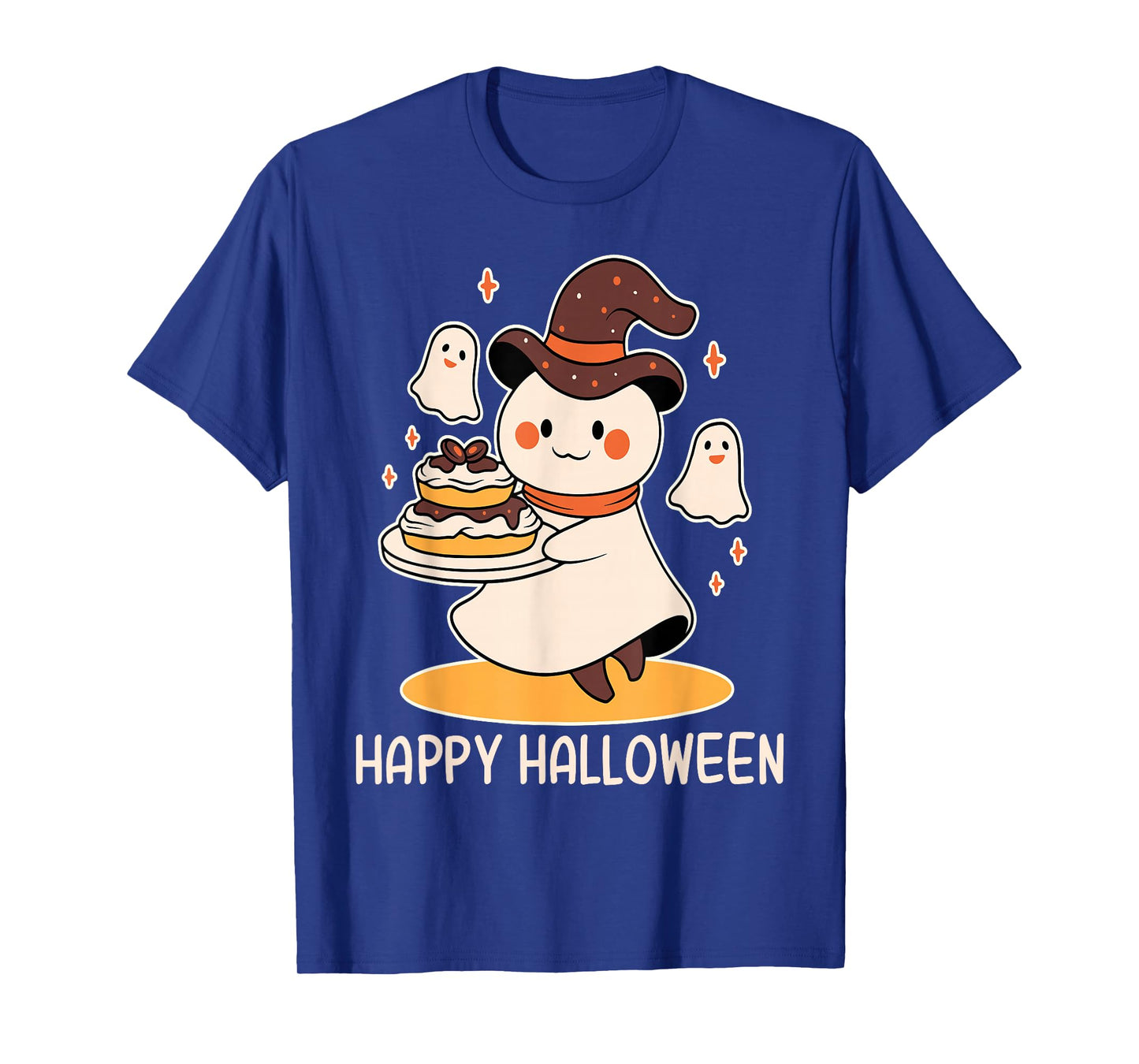 Cute Halloween Ghost with Dessert and Witch Hat Theme T-Shirt