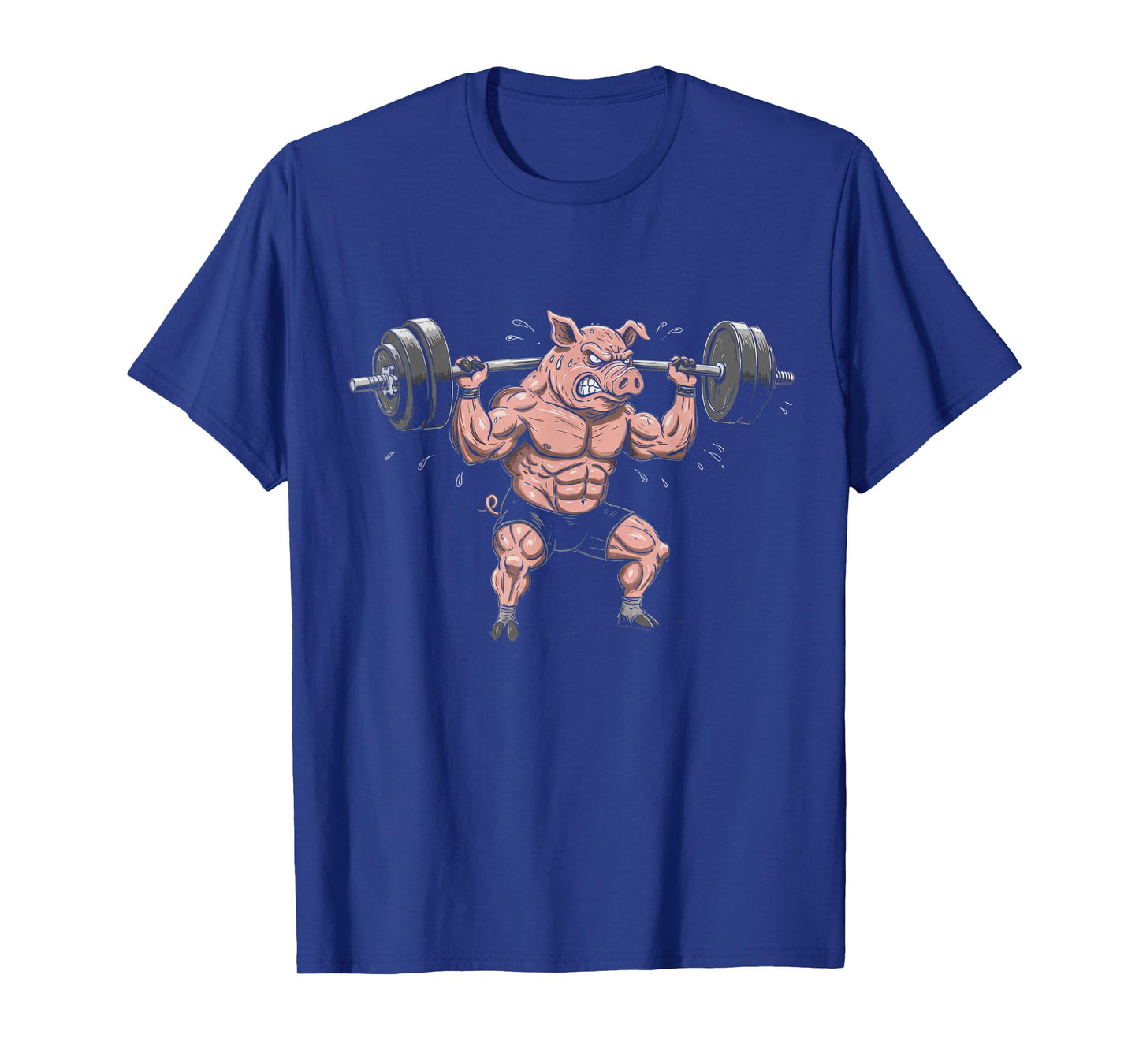 Muscular Pig Lifting Barbell Funny Gym Design T-Shirt