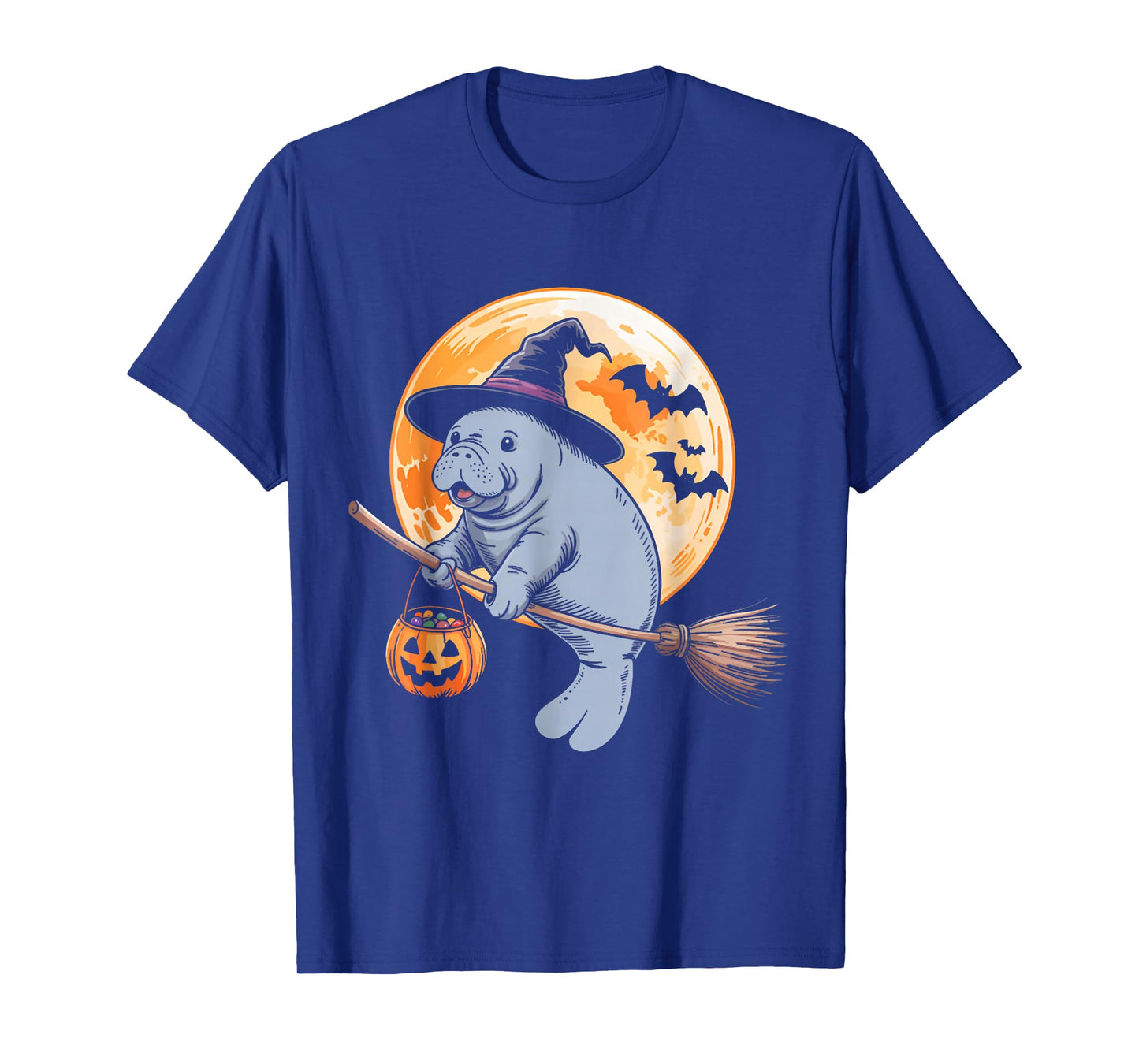 Manatee Witch Hat Pumpkin Halloween Costume Men Women Kids T-Shirt