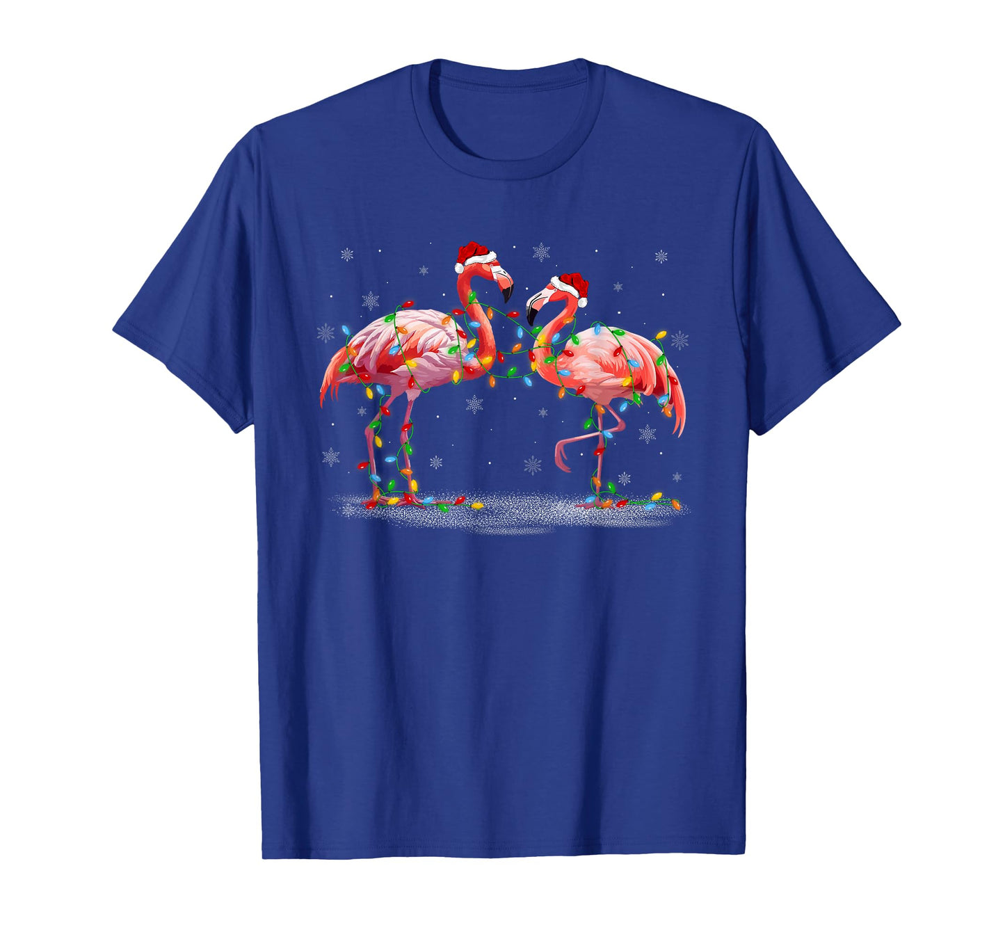 Xmas Lights Santa Hat Flamingo Christmas Pajamas T-Shirt