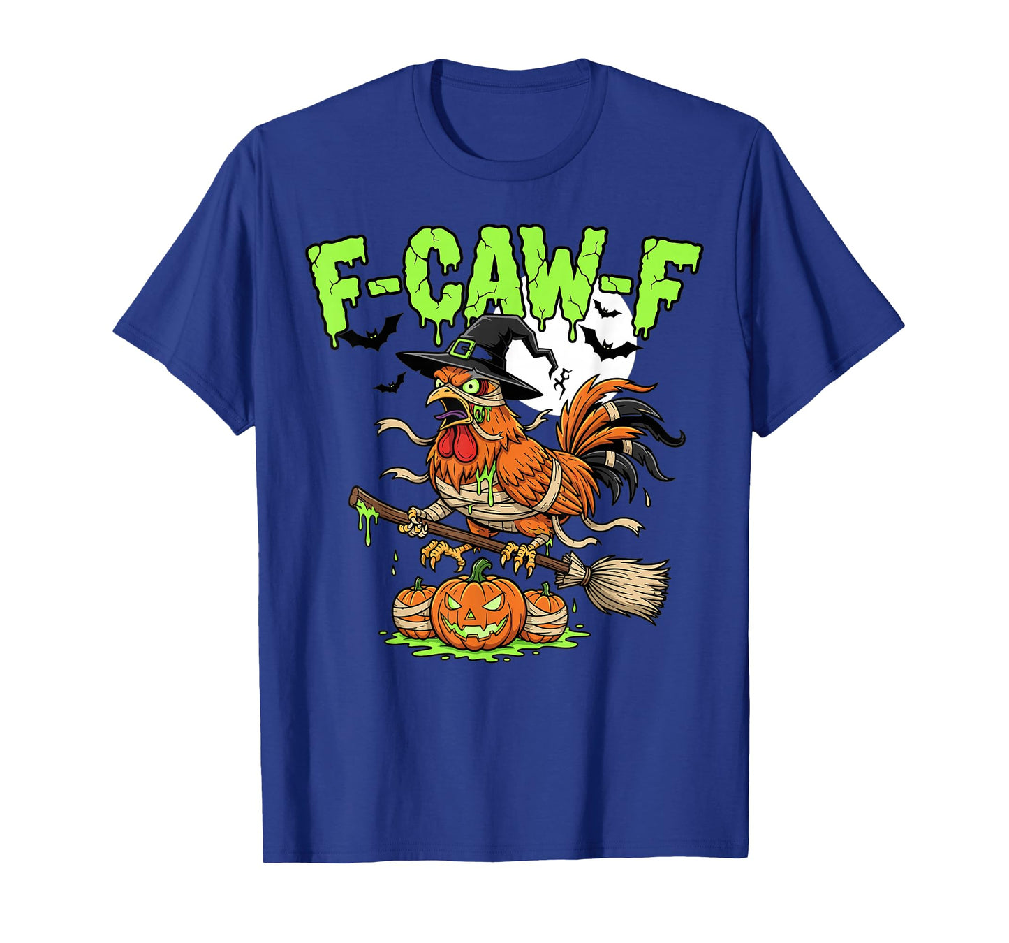 Halloween Chicken Witch Broomstick Pumpkin Design T-Shirt
