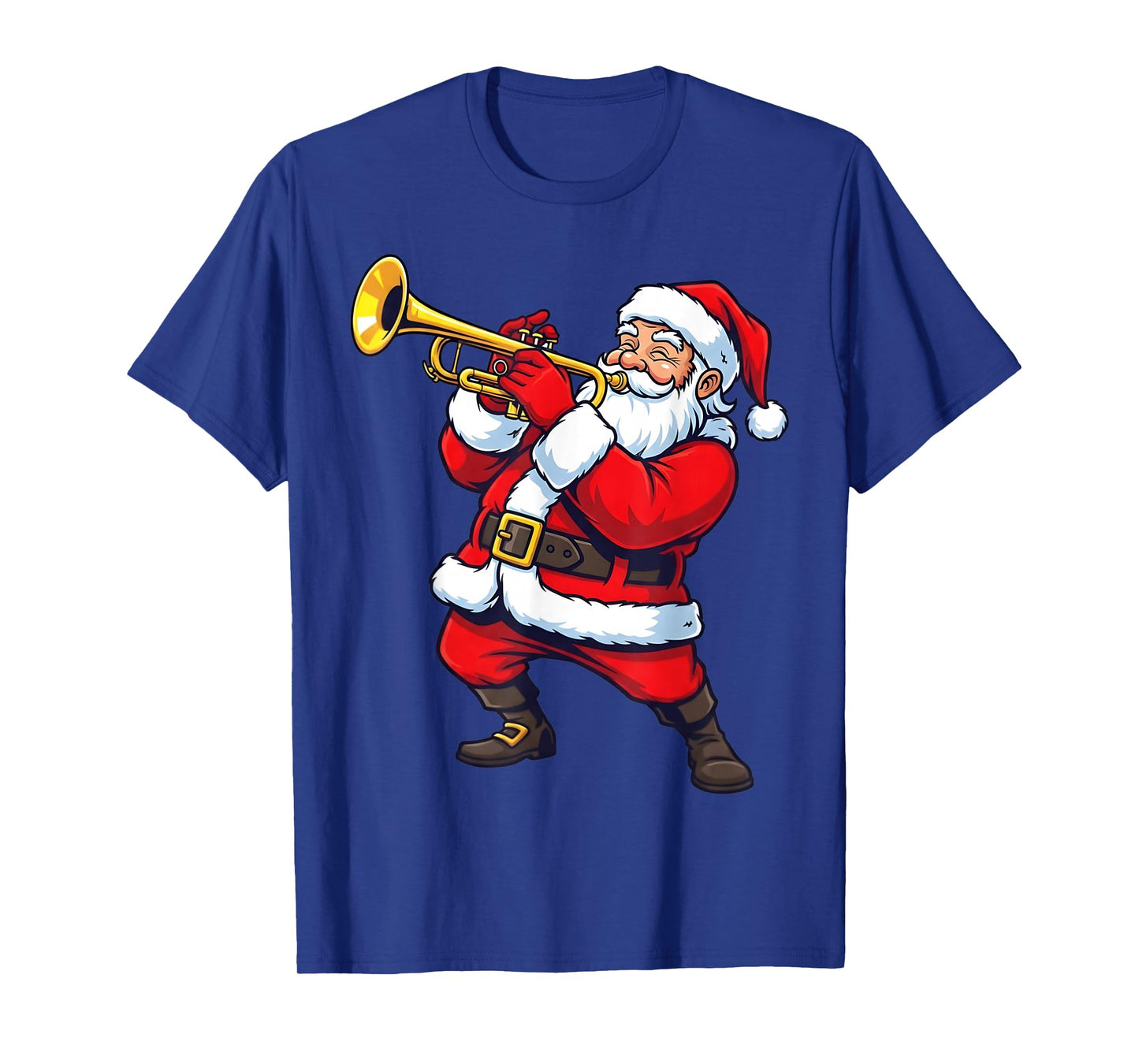 Trumpet Marching Band Musician Christmas Santa Playing Music T-Shirt