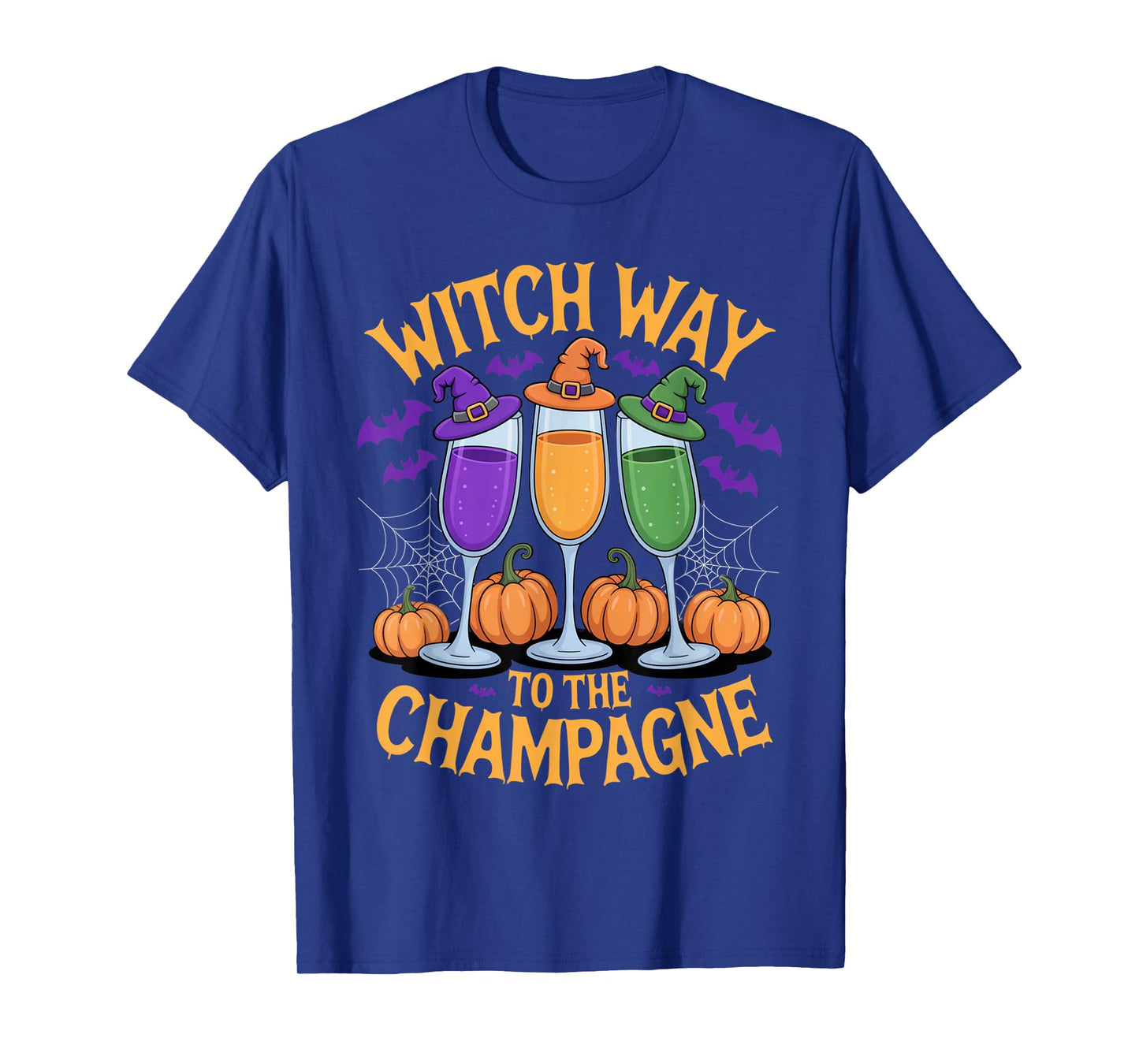 Witch Way to The Champagne Spooky Halloween Drinking Outfit T-Shirt
