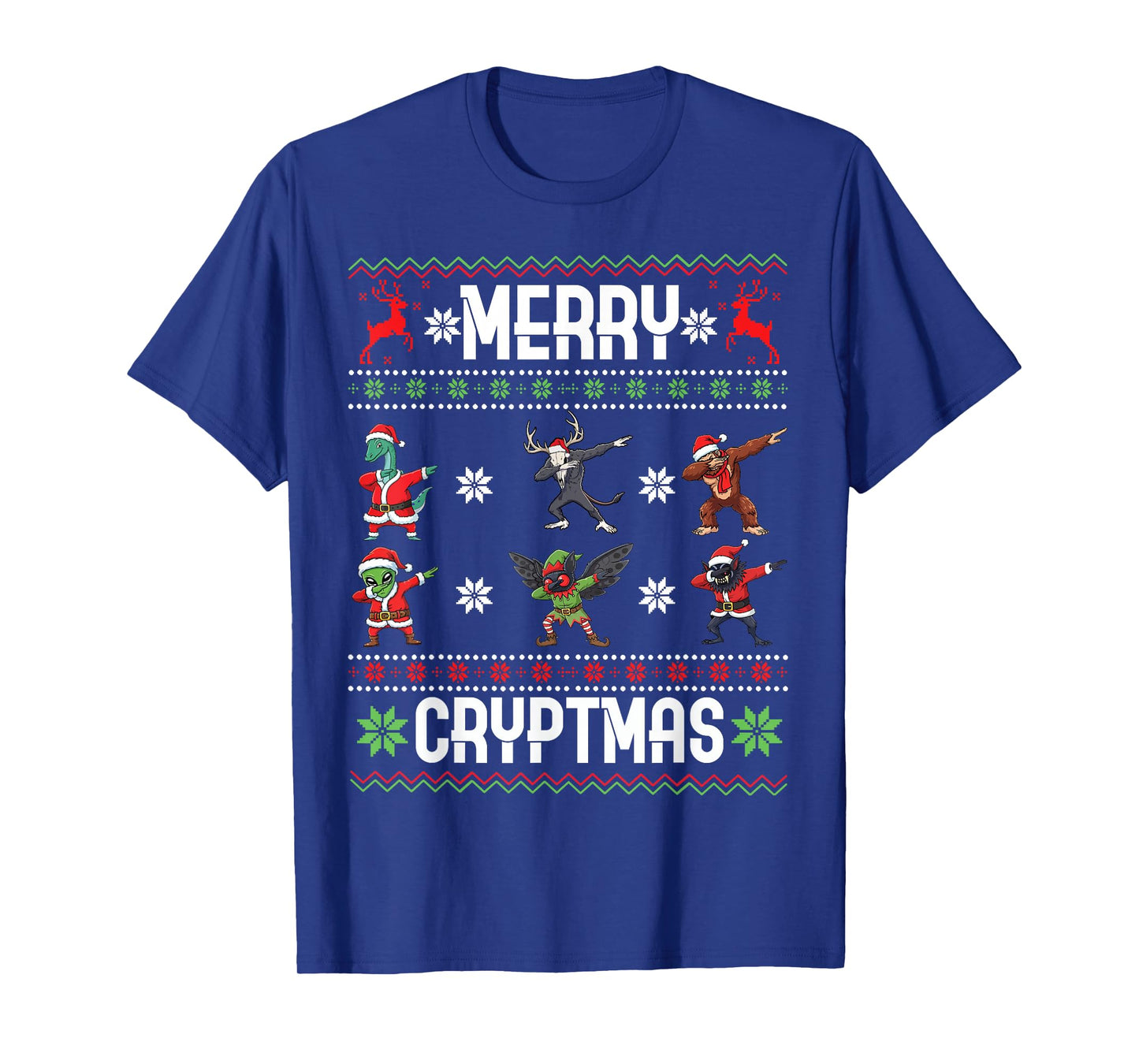 Merry Cryptmas Dabbing Cryptid Monsters Scary Ugly Christmas T-Shirt
