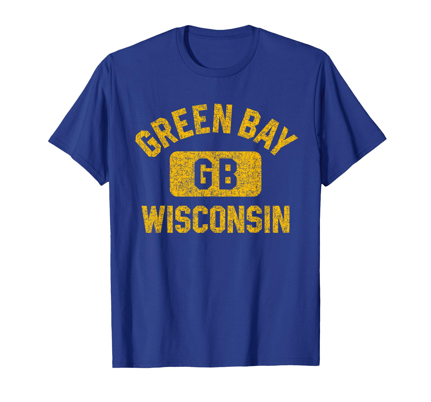 Green Bay Wisconsin GB Gym Style Distressed Amber Print T-Shirt