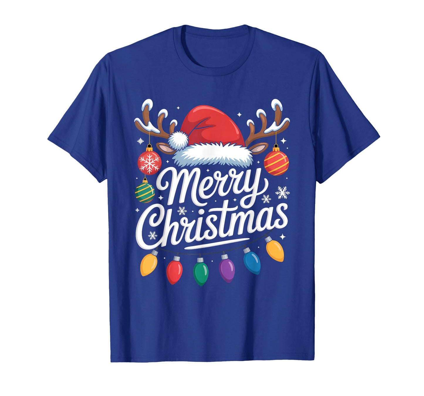 Merry Christmas Red Santa Hat Reindeer Xmas Matching Family T-Shirt