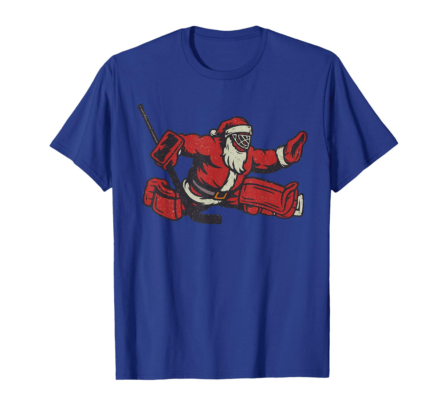 Santa Playing Hockey Goalie Christmas Vintage Funny Xmas T-Shirt