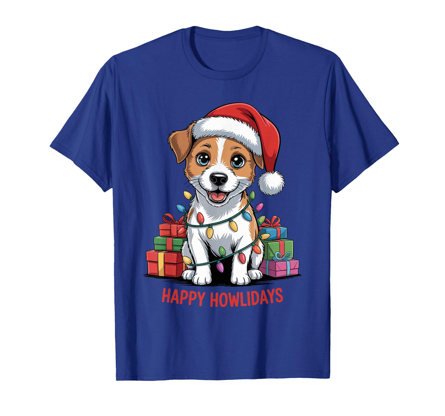 Cute Jack Russell Santa Hat Christmas Xmas Dog Lover Holiday T-Shirt