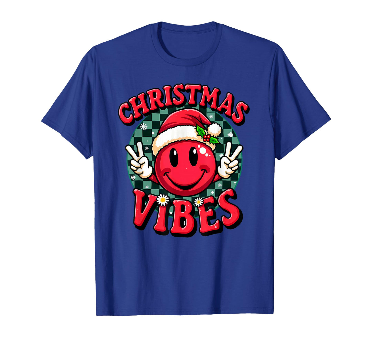 Santa Hat Smile Emoticon Christmas Vibes T-Shirt