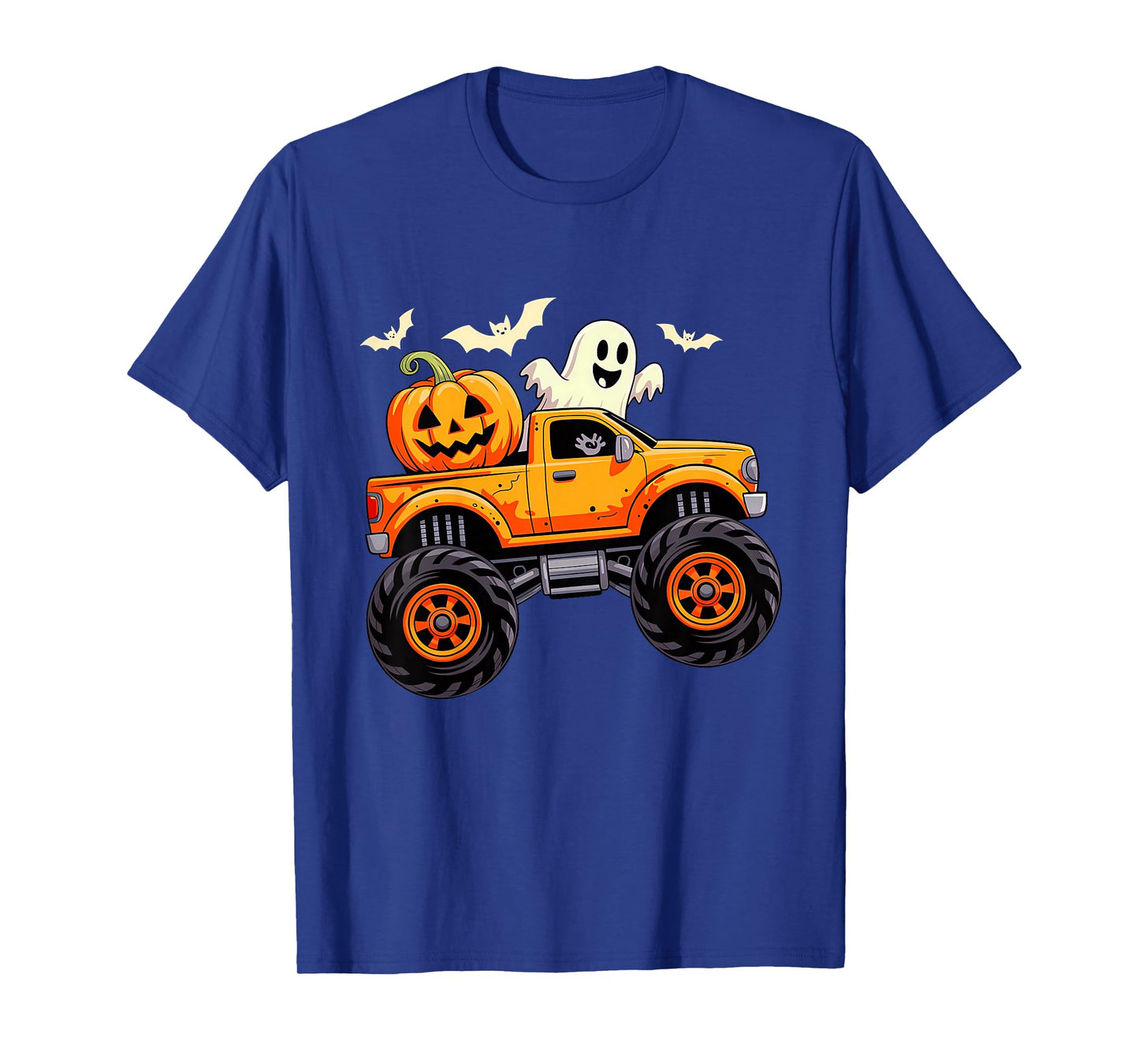 Kids Monster Truck Ghost Pumpkin Halloween Costume Toddler Boys T-Shirt