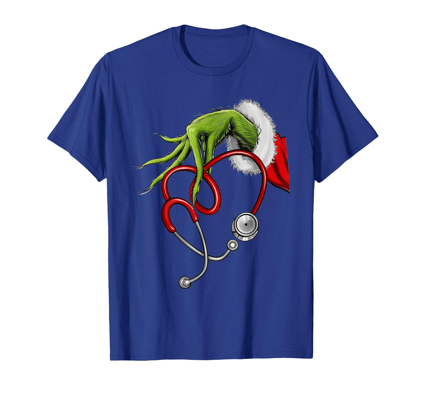 Nurse Christmas Stethoscope Hand Santa Sleeve Humor T-Shirt