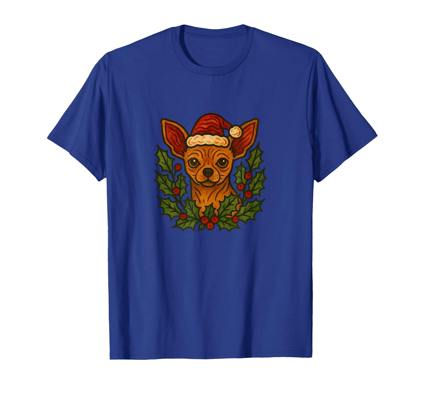Christmas Chihuahua Holiday Lights Santa Hat Winter Festive T-Shirt