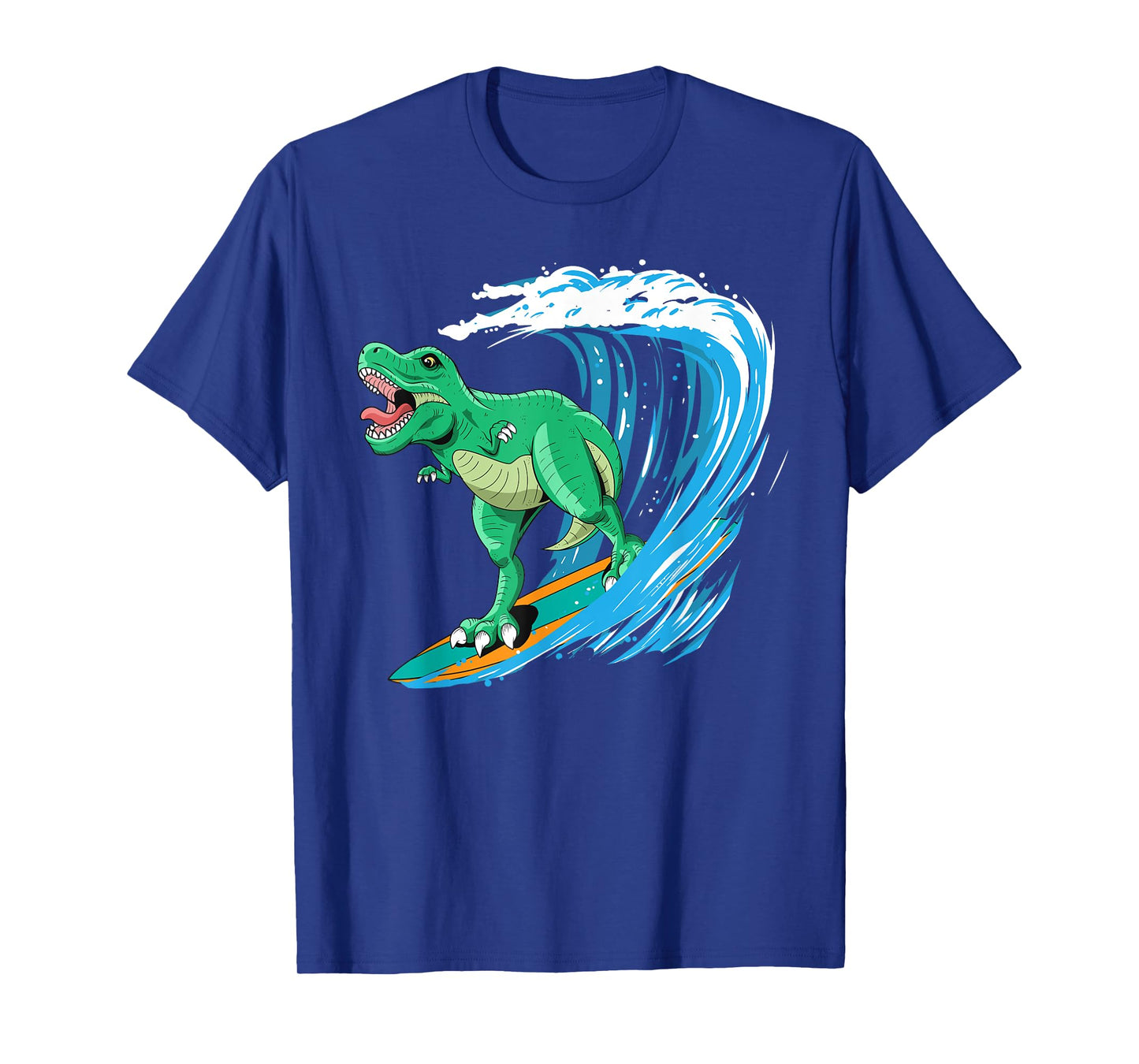 Funny T-Rex Surfing Dinosaur Summer Dino Beach Surfer Men Women Girls Kids T-Shirt
