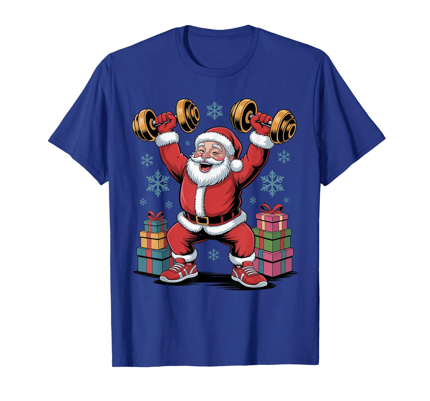 Santa Weightlifting Fitness Gym Training Christmas Pajama T-Shirt