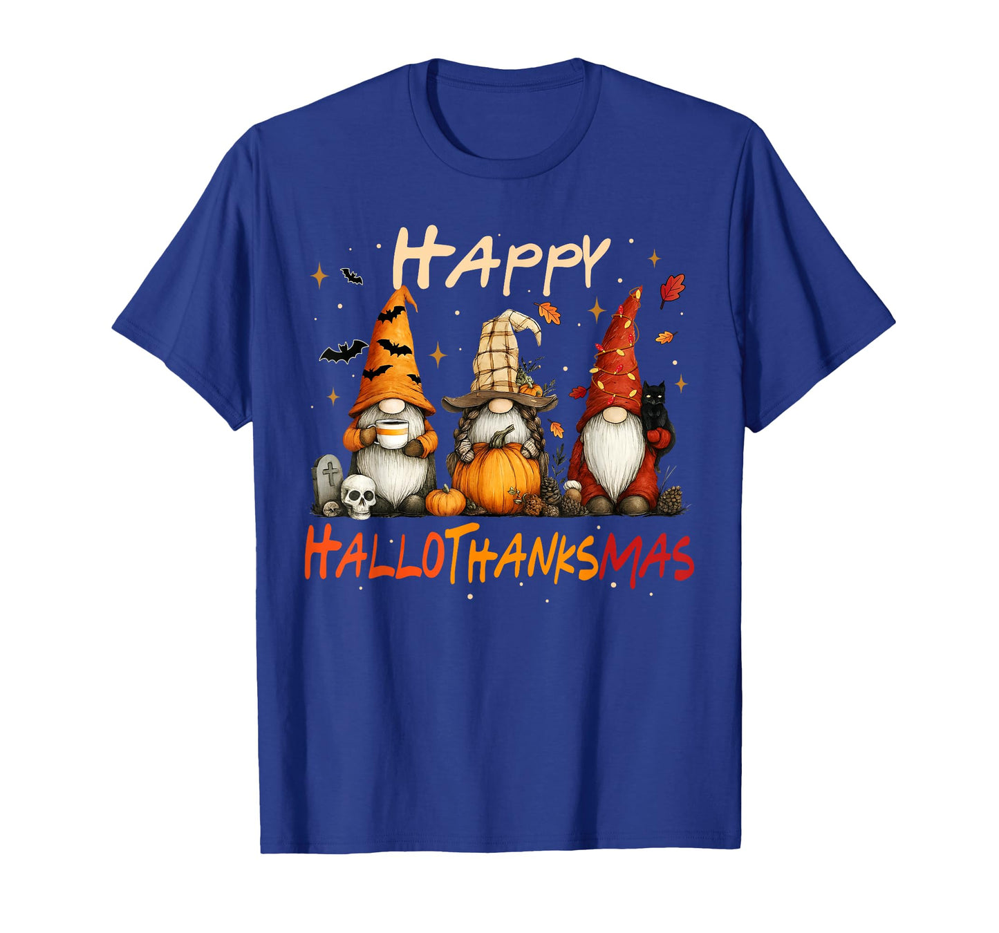 Happy Hallothanksmas Gnomes Lover Halloween Merry Christmas T-Shirt