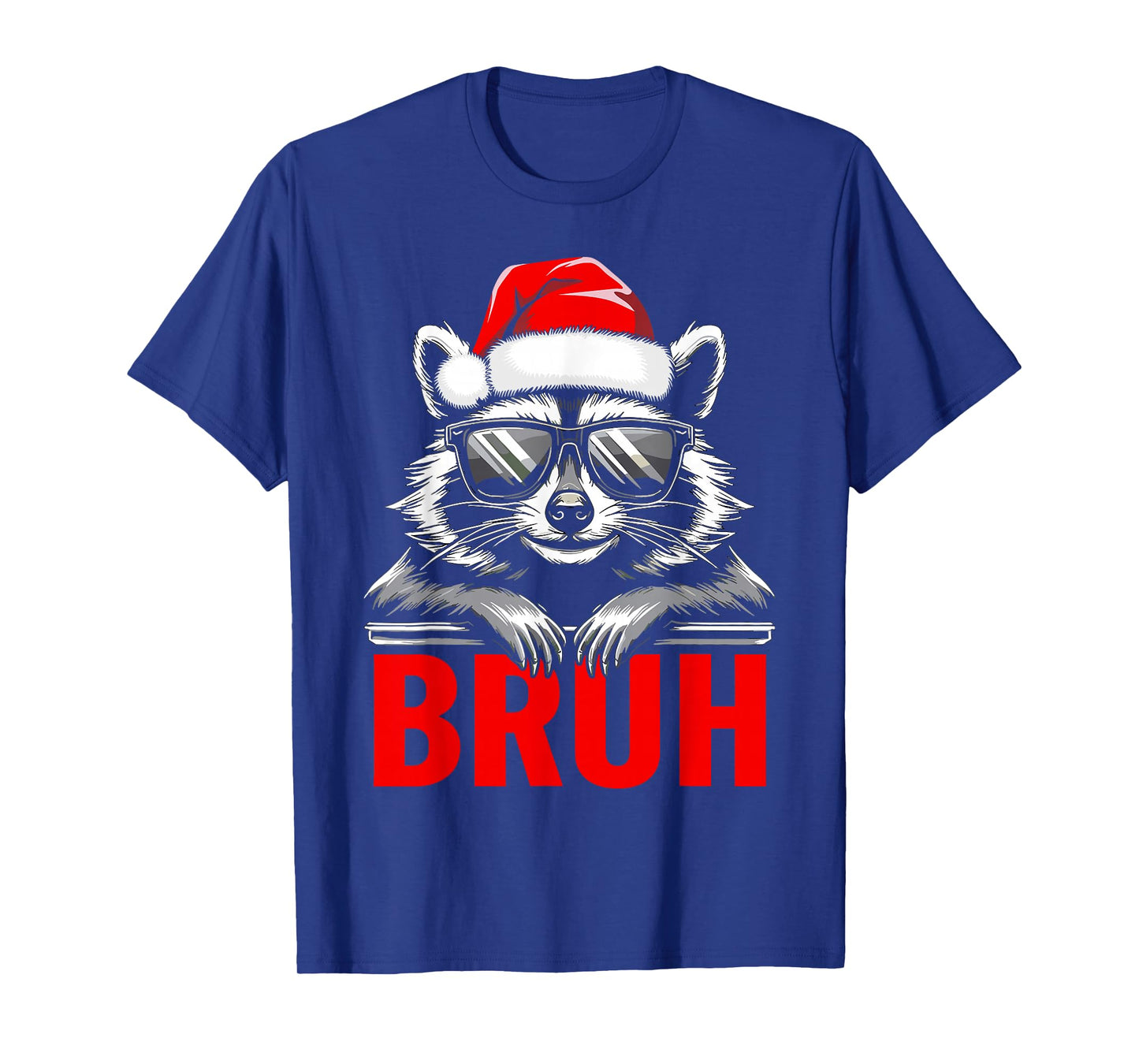 Bruh Raccoon Santa Racoon Christmas Teens Mens Boys T-Shirt