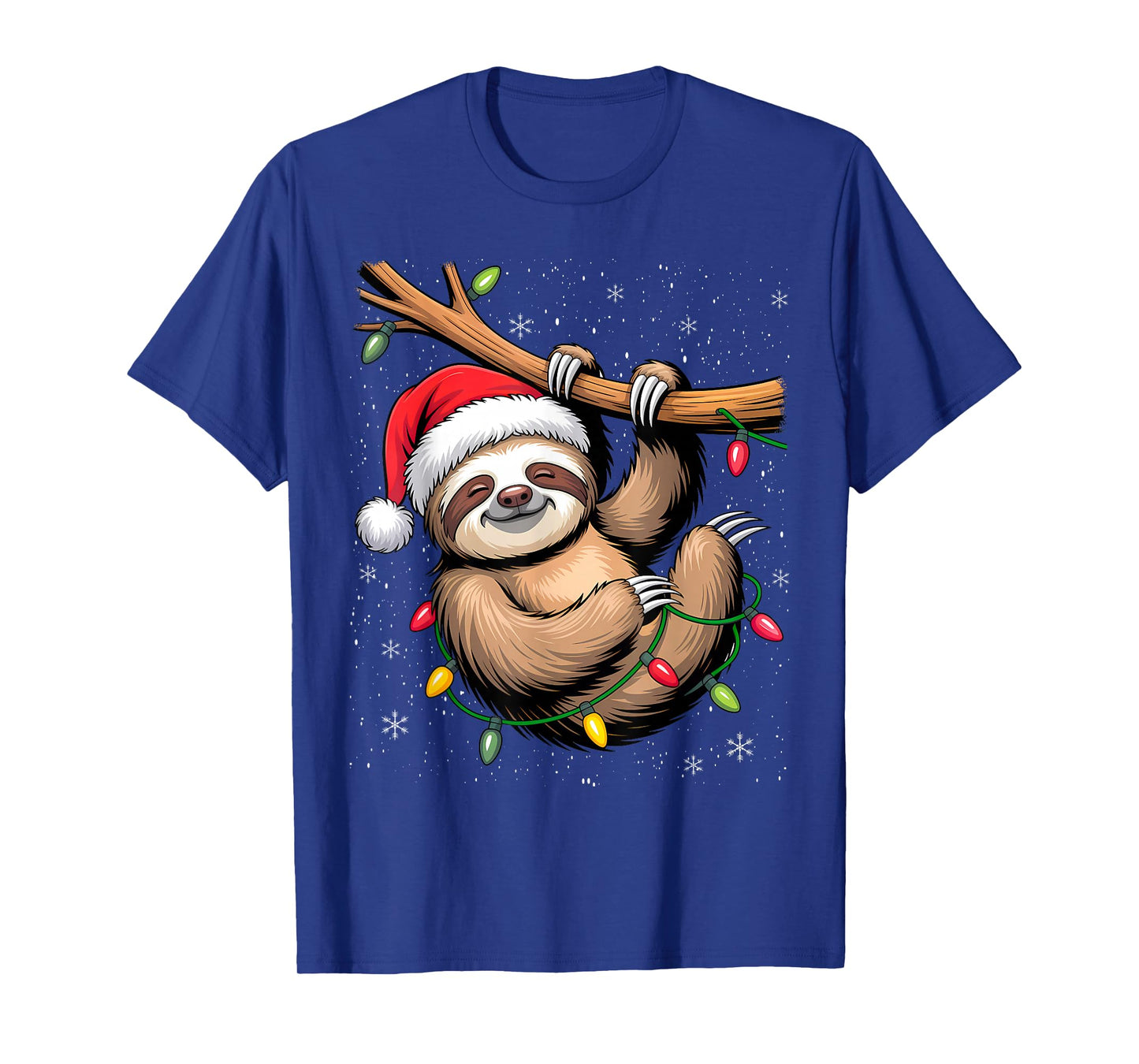 Sloths Xmas Lighting Reindeer Santa Hat Sloth Christmas T-Shirt