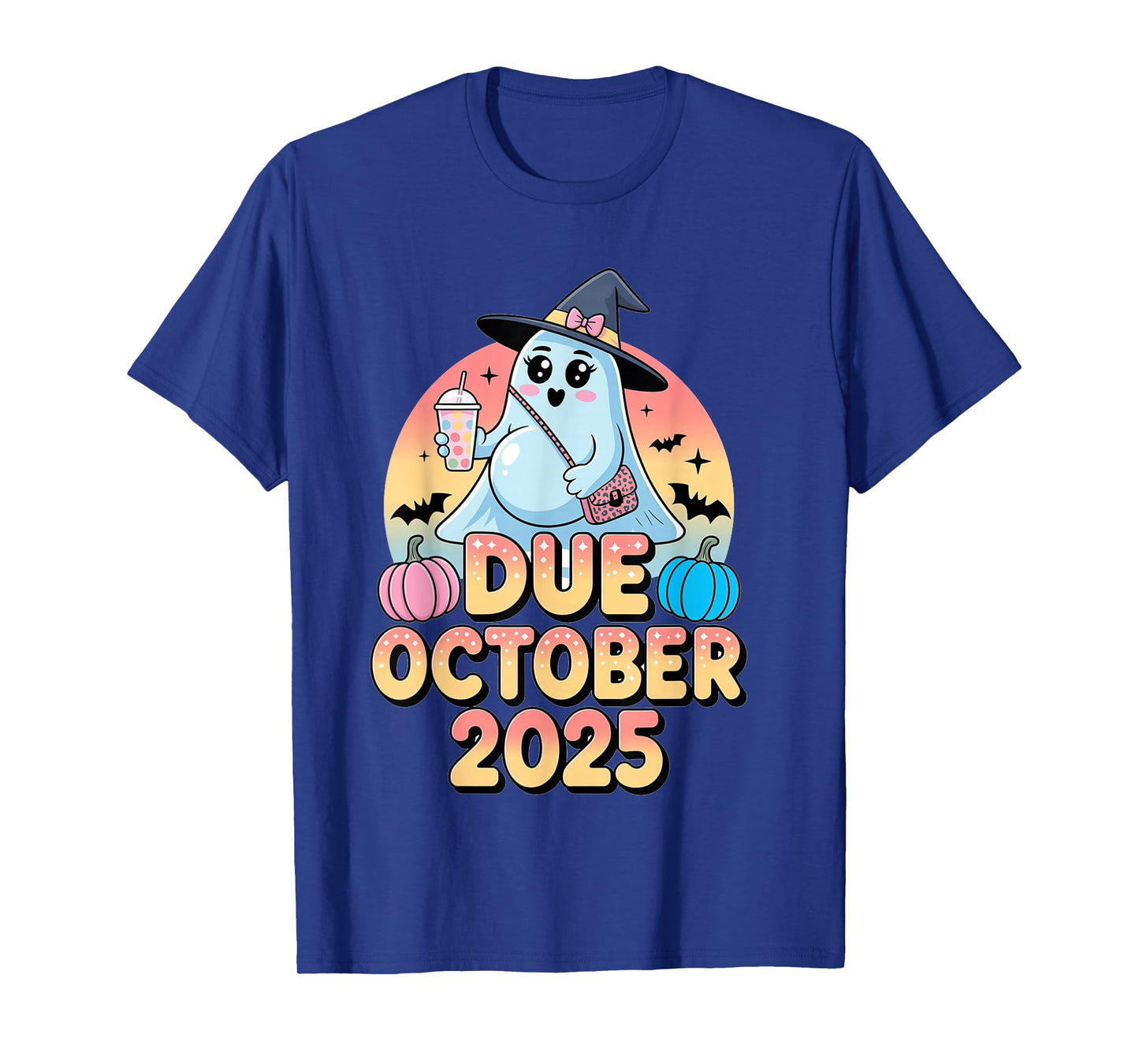 Halloween Pregnant Due October 2025 Mama Ghost Baby Mom T-Shirt