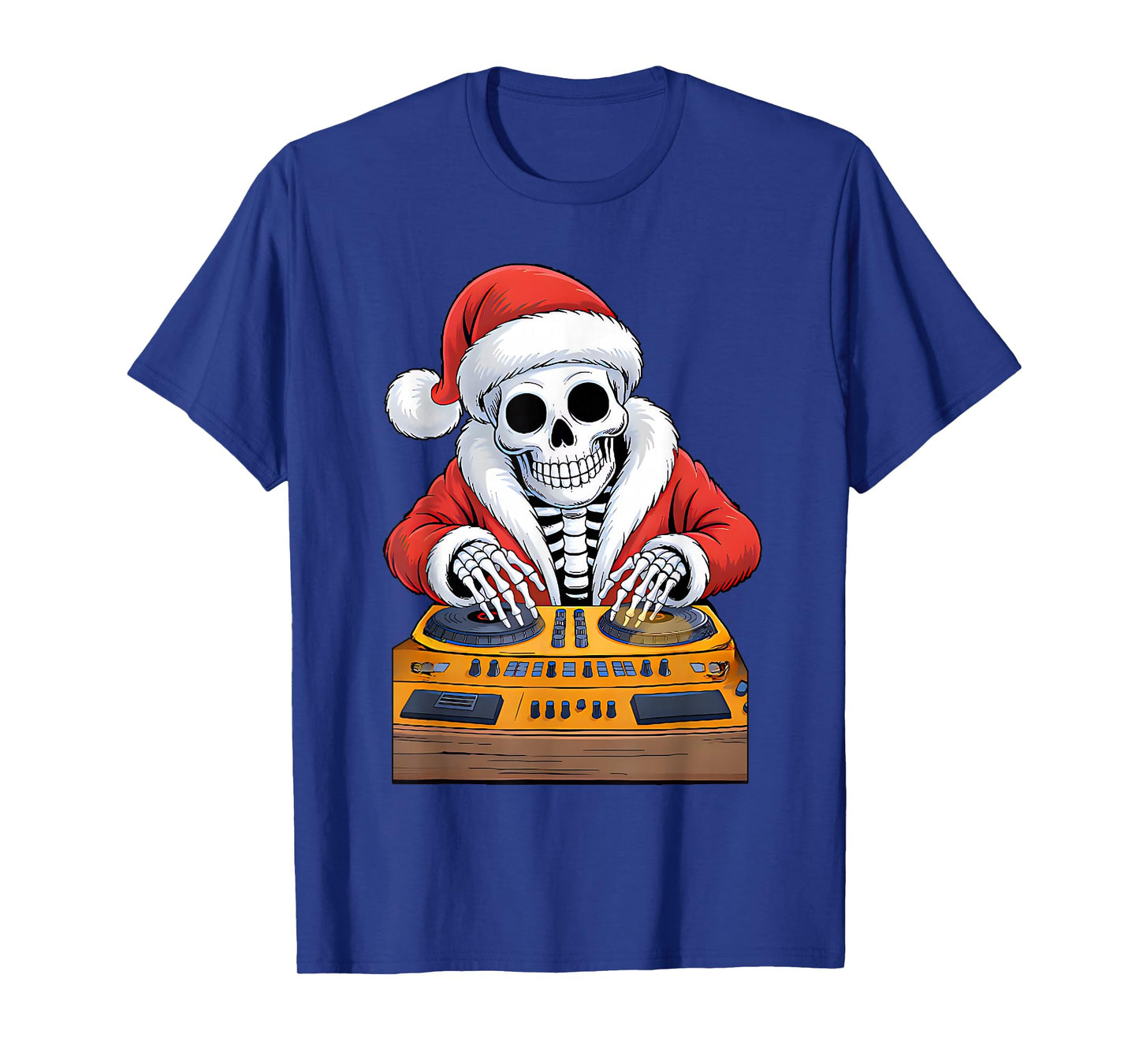 Xmas Santa Skeleton Playing Dj Funny Christmas Boys Kids T-Shirt
