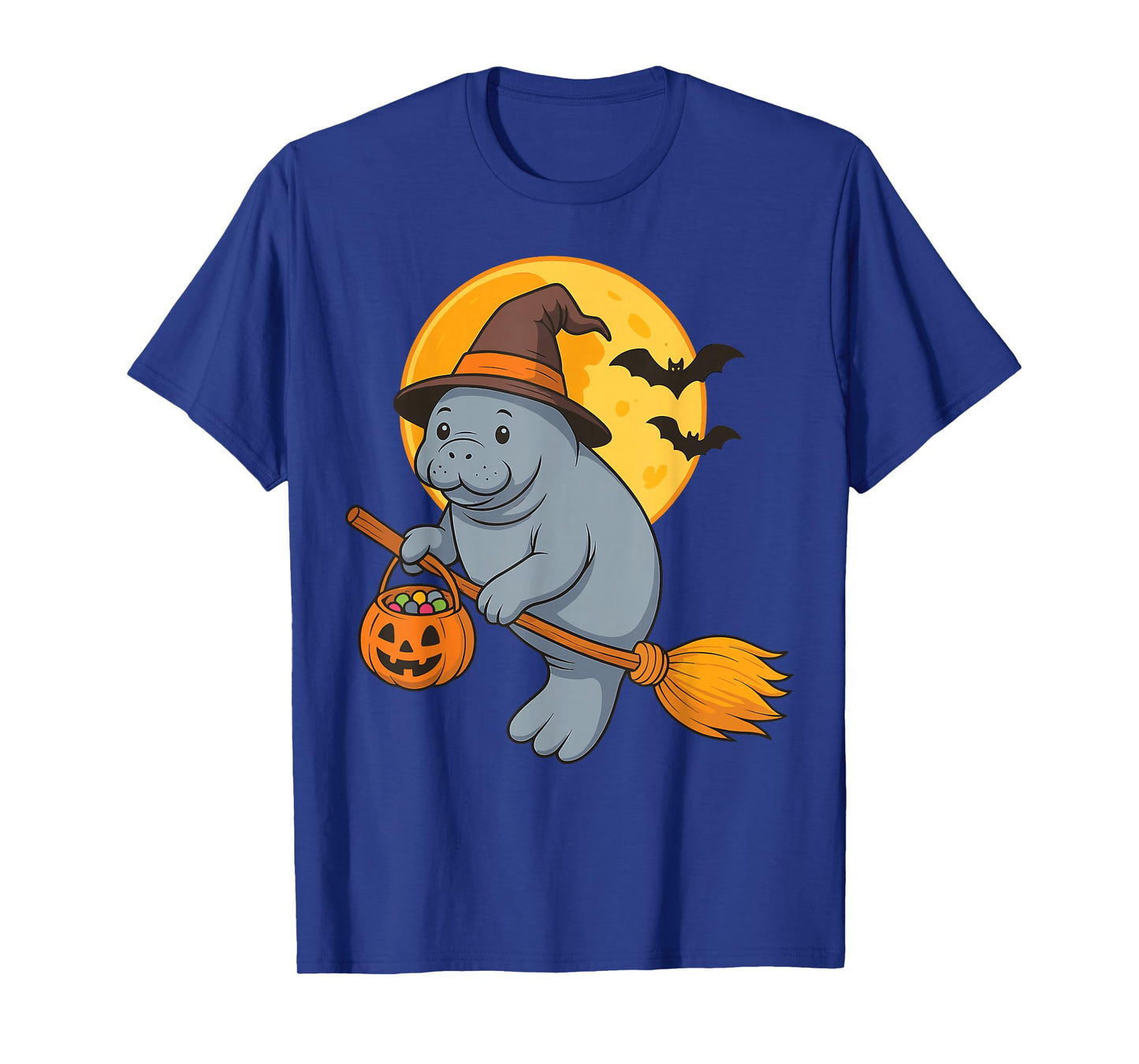 Manatee Witch Hat Pumpkin Halloween Costume Men Women Kids T-Shirt