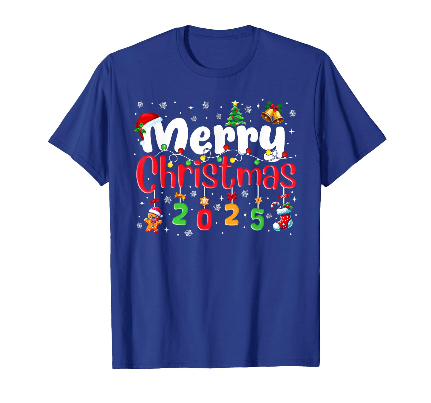 Merry Christmas 2025 Santa Hat Xmas Family Men Women Kids T-Shirt
