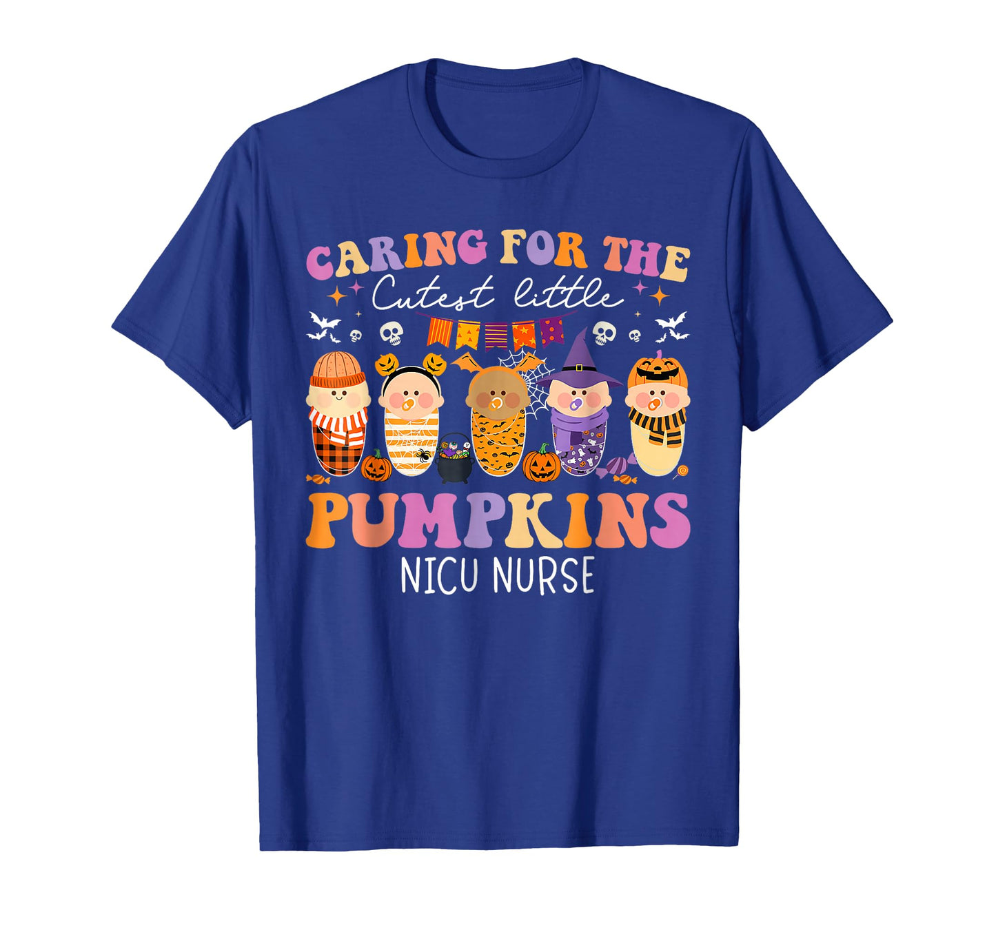Funny Halloween NICU Nurse Baby Pumpkin Costume for Staff T-Shirt
