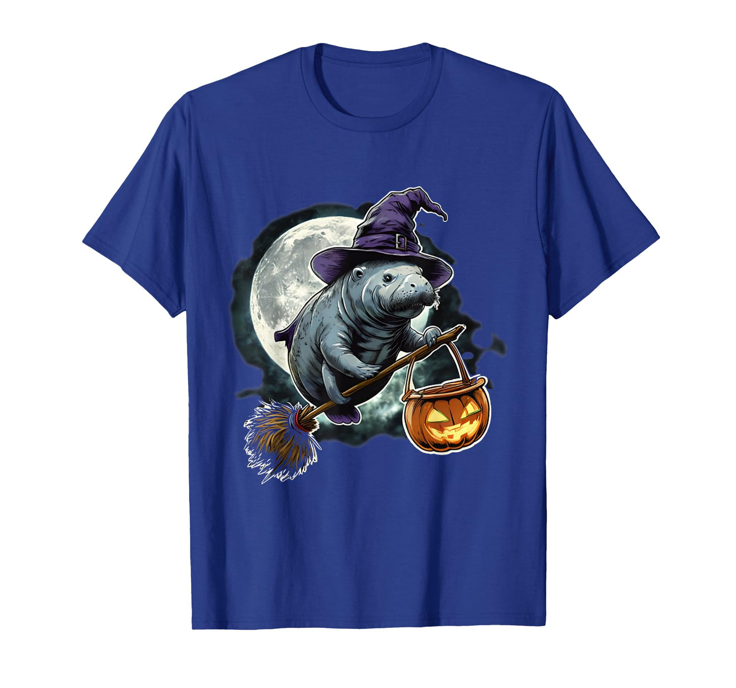 Manatee Witch Hat Pumpkin Halloween Costume Men Women Kids T-Shirt