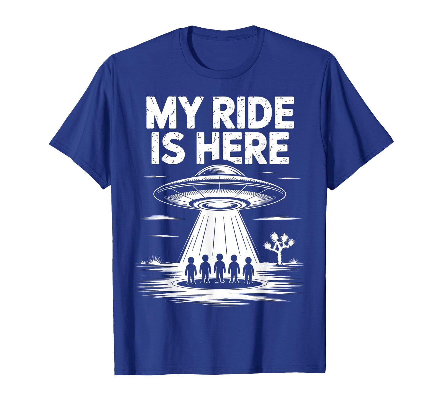 Alien UFO My Ride Is Here Funny Flying Saucer Kids Men Women T-Shirt