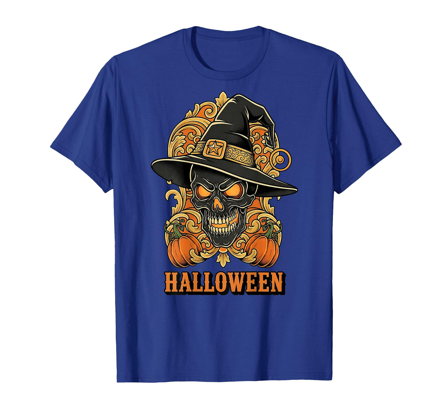 Spooky Skull Witch Hat Halloween Horror Scary for Men T-Shirt