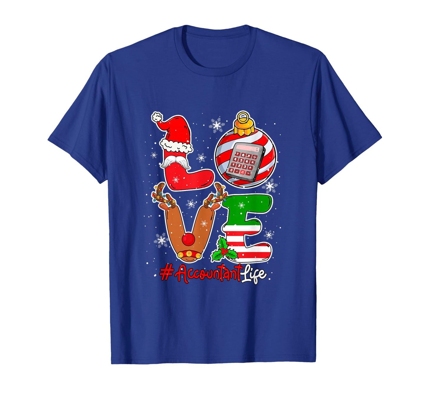 Love Accountant Christmas Santa Reindeer Costume Job Team T-Shirt
