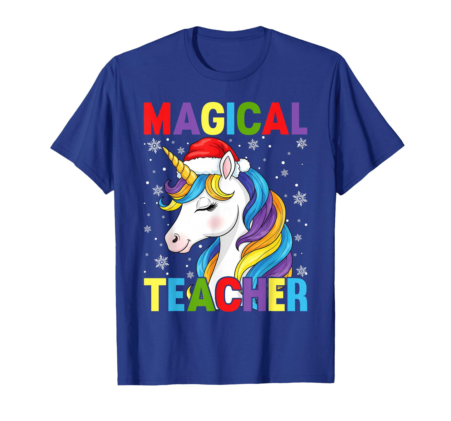 Magical Teacher Santa Unicorn Christmas T-Shirt