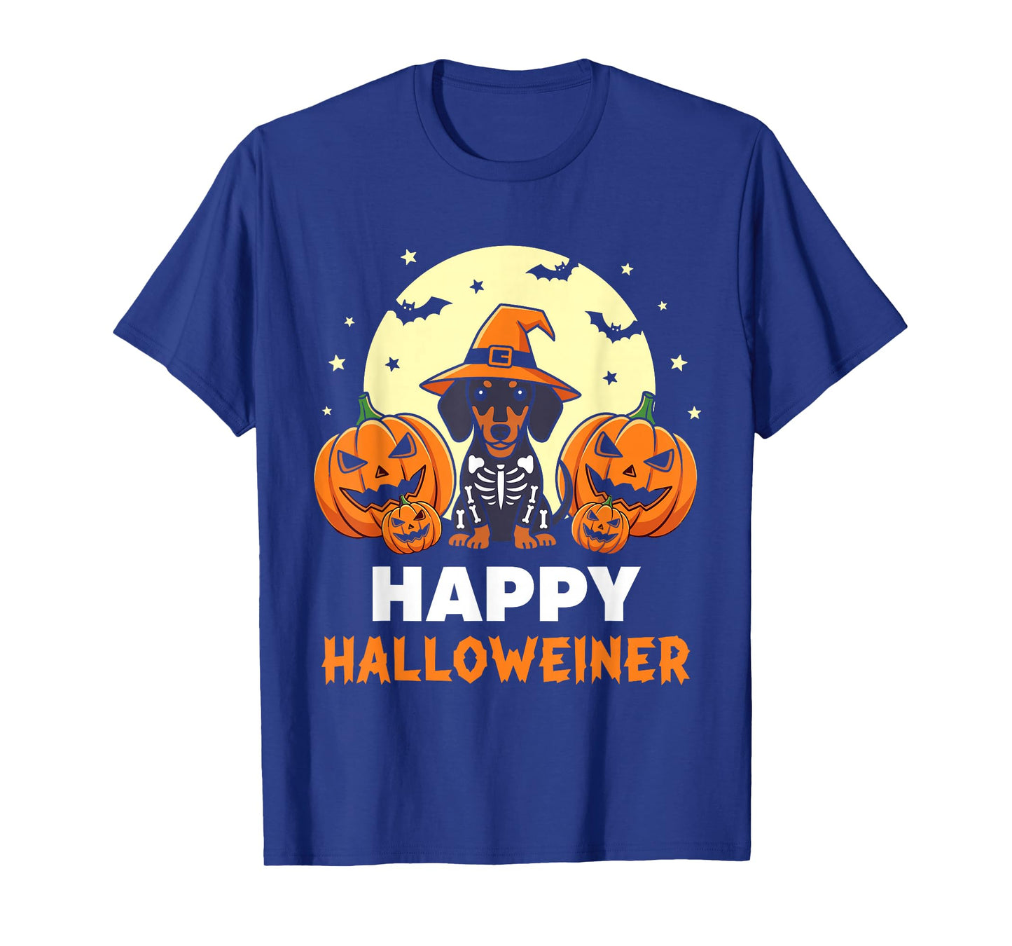 Happy Halloweiner Funny Halloween Dachshund Witch Skeleton T-Shirt