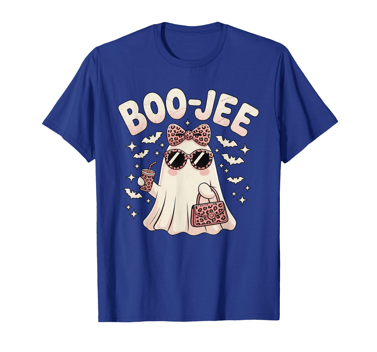Coquette Leopard Ghost Coffee Boo-JEE Halloween Boujee Ghost T-Shirt