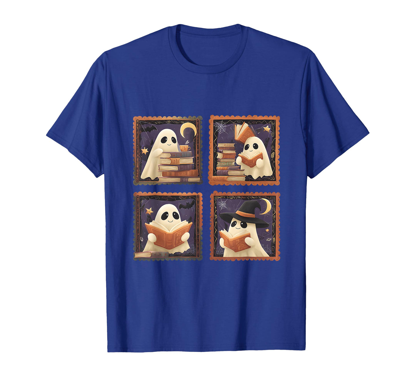 Book Lover Cute Ghost Reading Books Halloween Reader T-Shirt