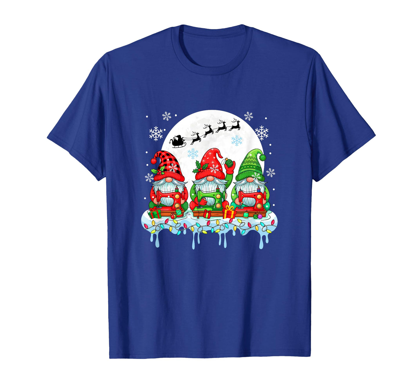 Three Colorful Gnomes with Sewing Tools Christmas Tailor T-Shirt