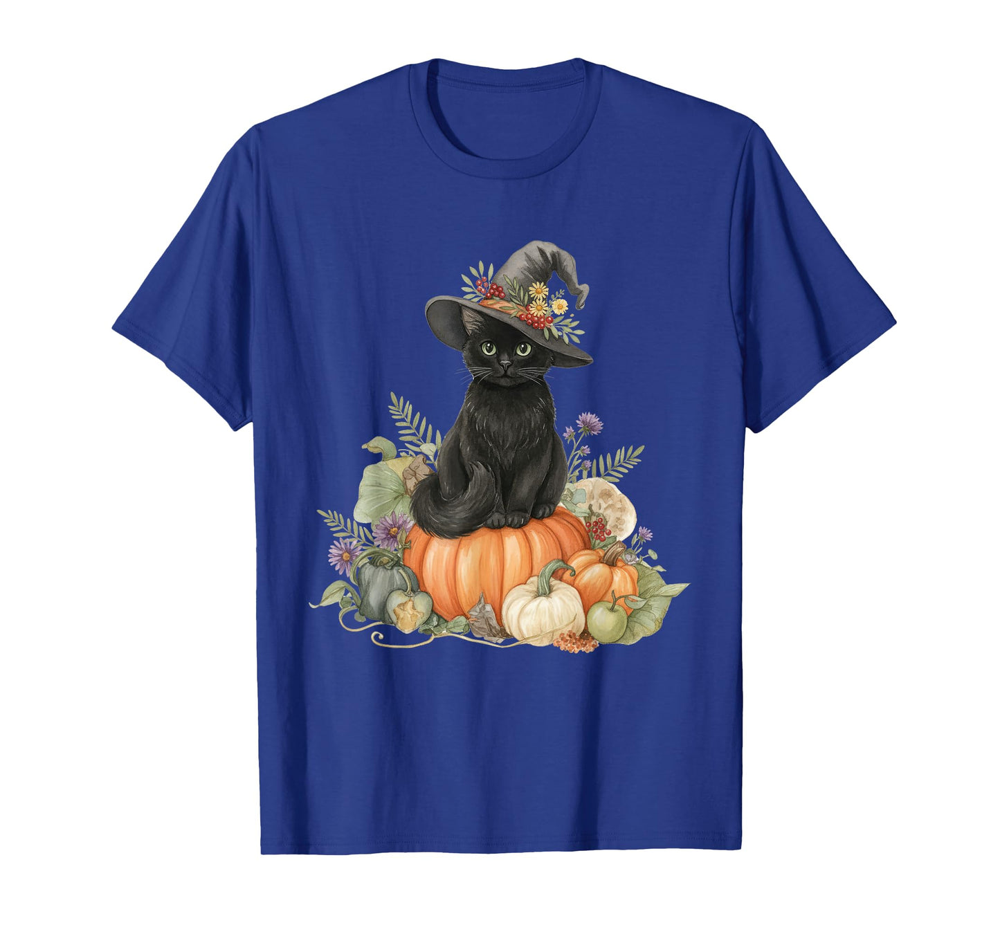 Retro Black Cat Groovy Pumpkin Halloween Cat Lovers T-Shirt
