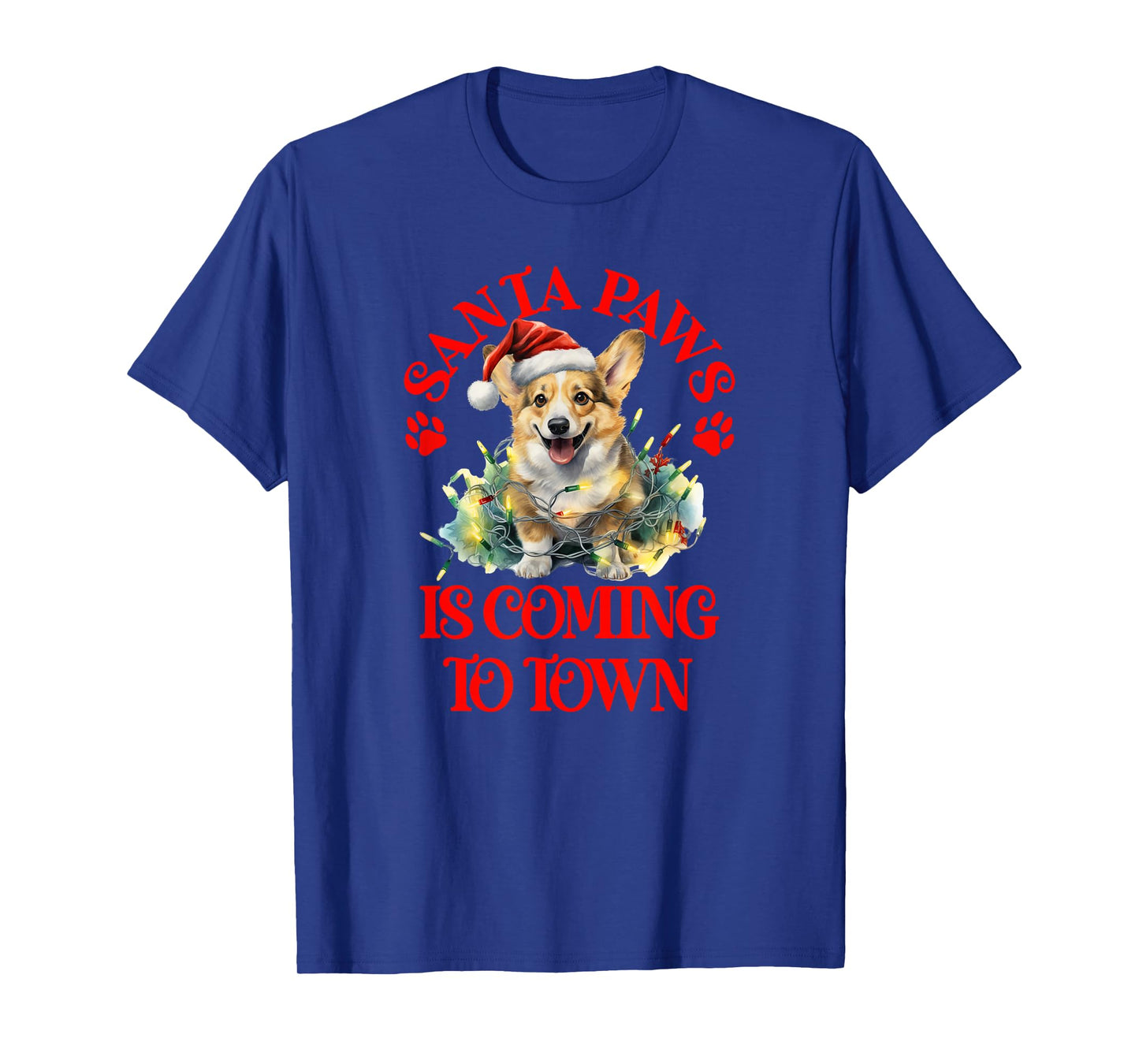 Santa Paws is Coming to Town with Christmas Corgi T-Shirt