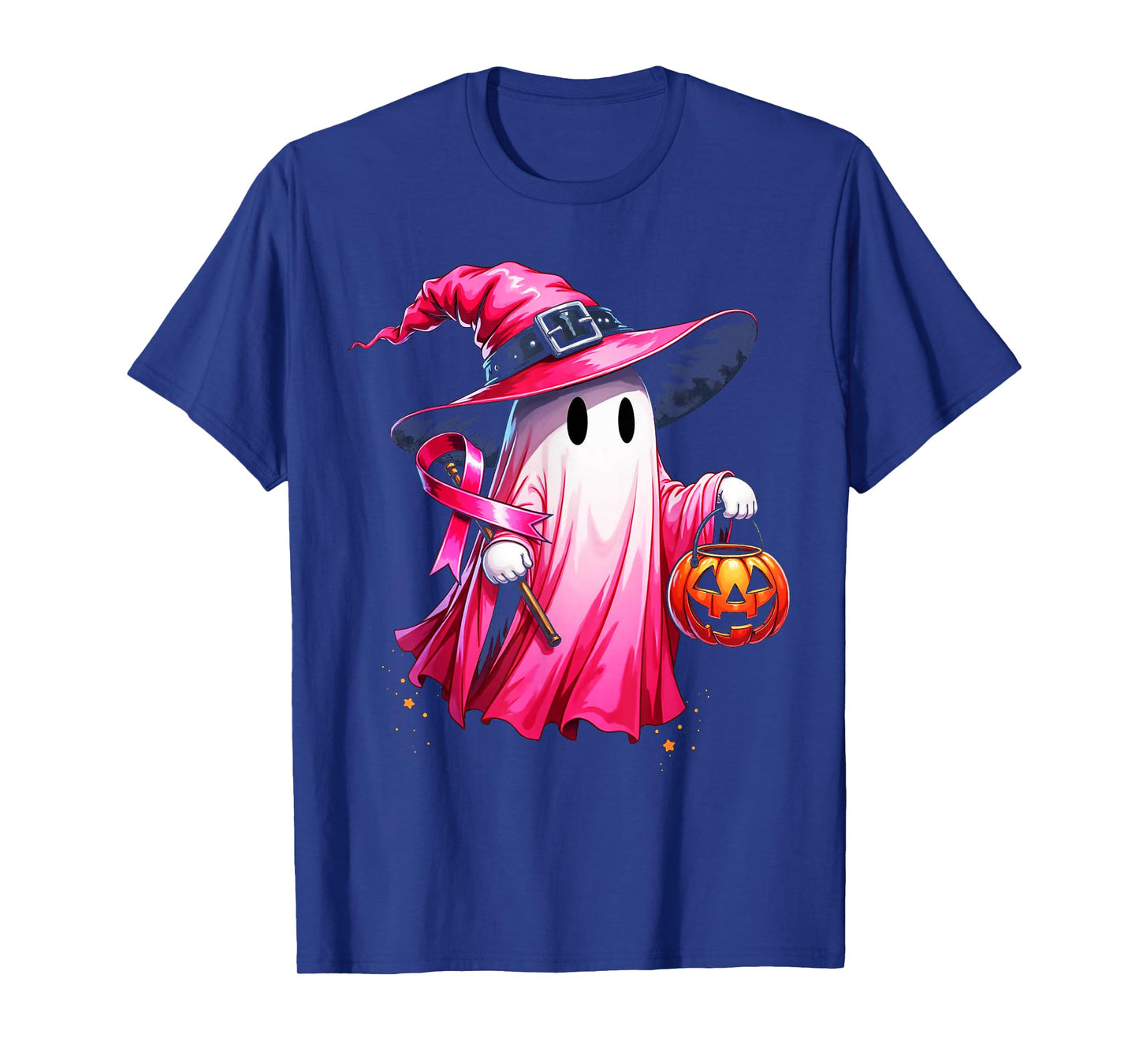 Cute Pink Ghost with Witch Hat Breast Cancer Awareness 2025 T-Shirt