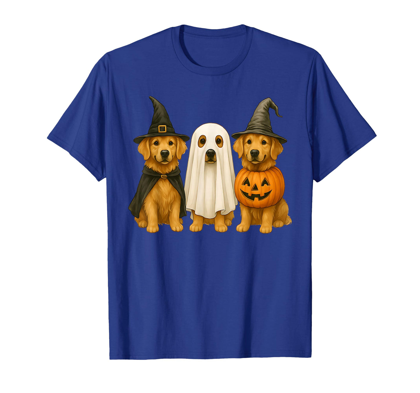 Golden Retriever Halloween Witch Ghost Pumpkin T-Shirt