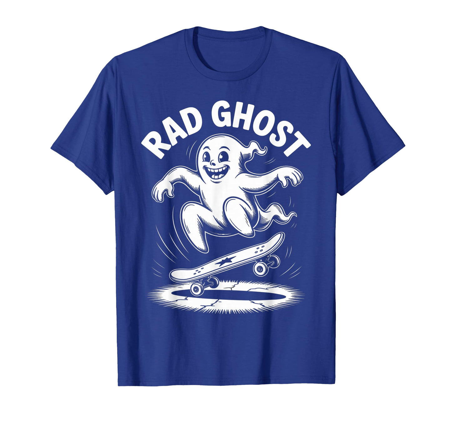 Funny Ghost On Skateboard Retro Halloween Costume Kids Boys T-Shirt