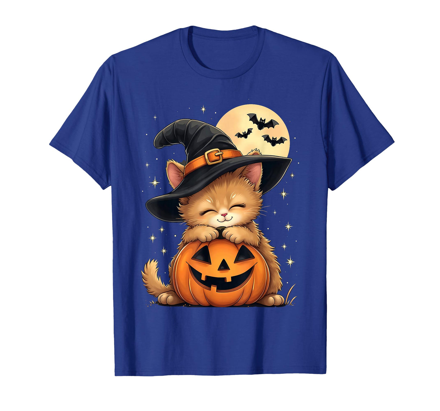 Halloween Cat Witch Hat Pumpkin Spooky T-Shirt