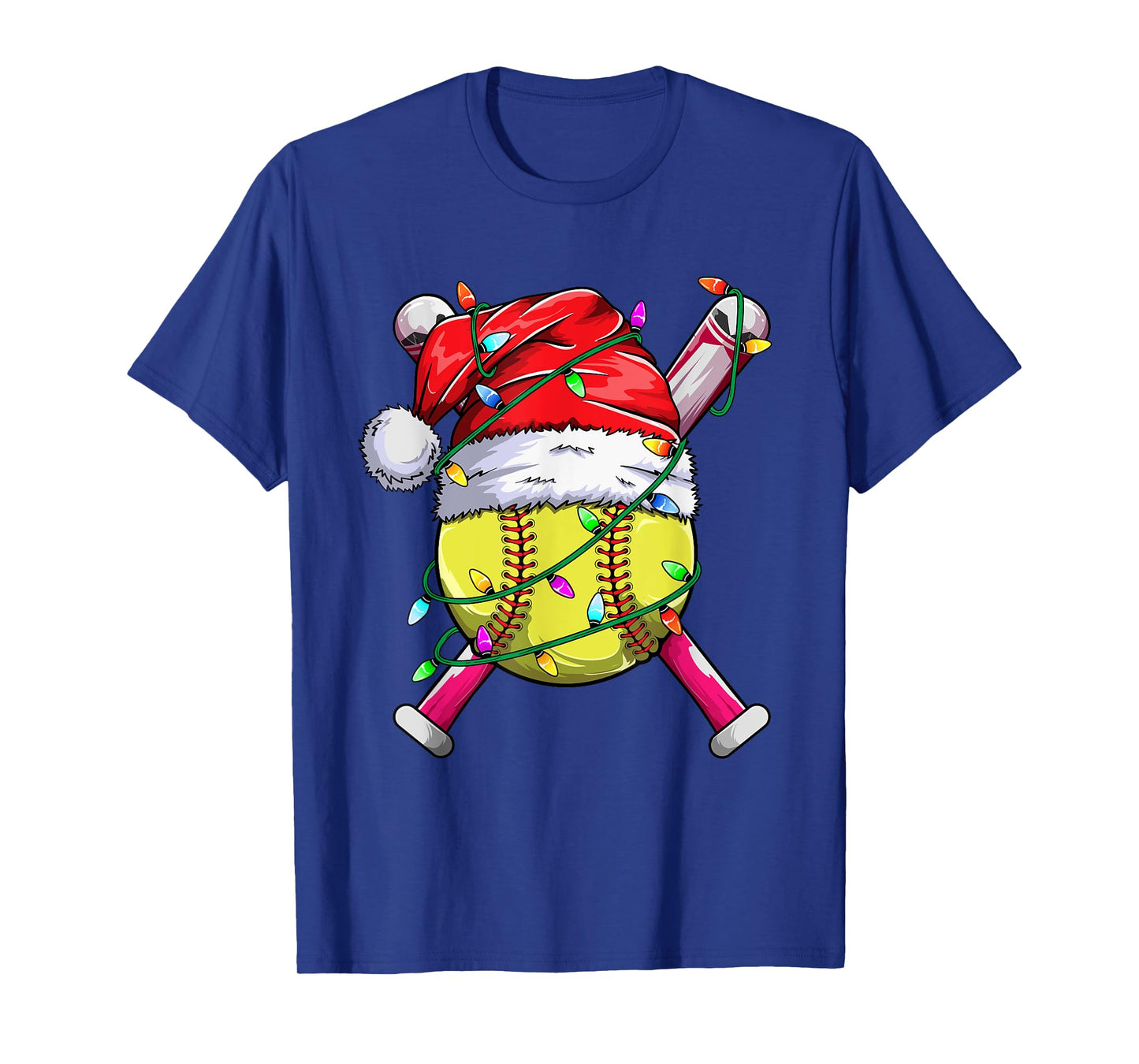 Santa Sports Design- Women Girls Christmas Softball Player T-Shirt